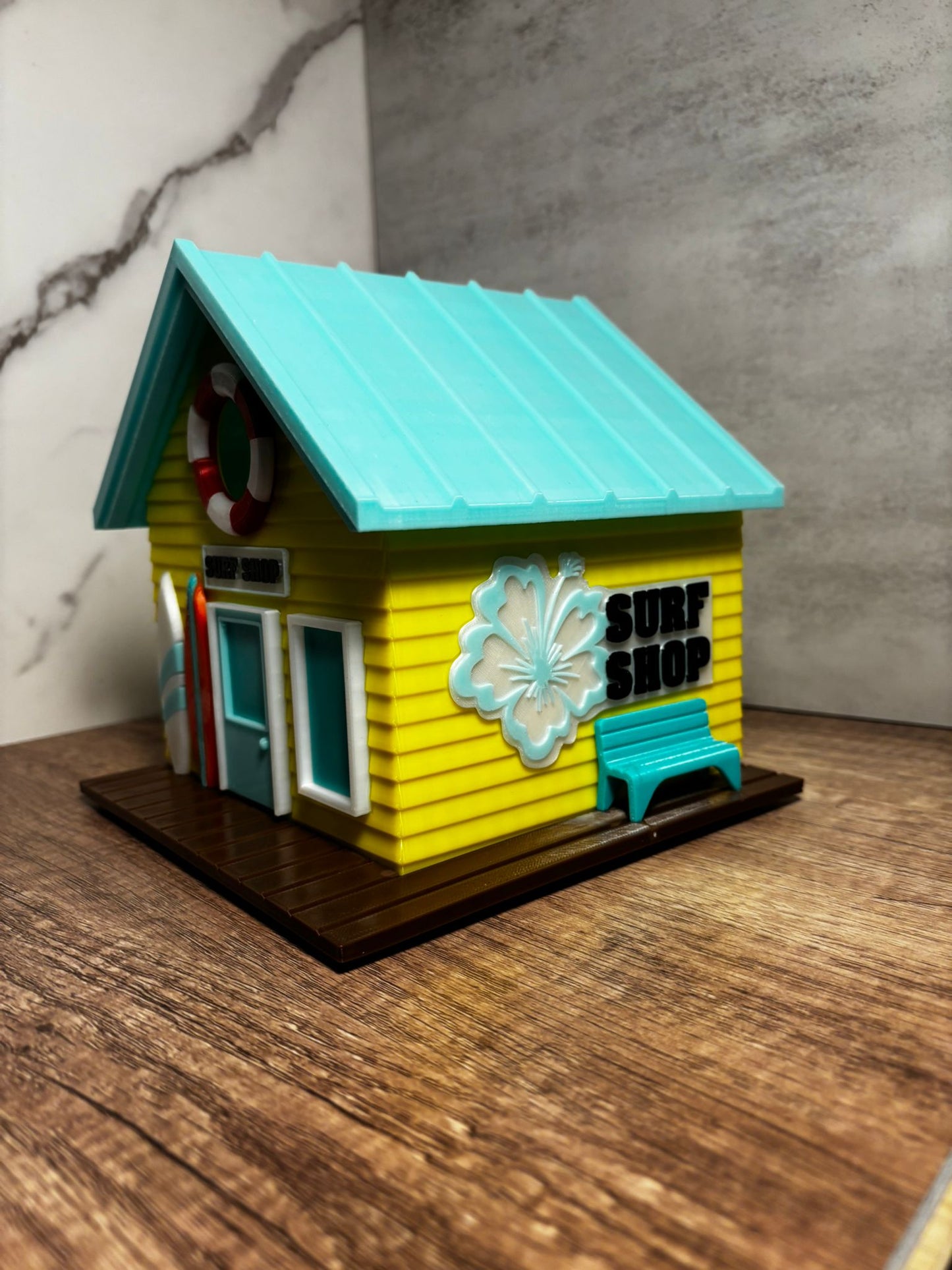 Vogelhaus Surfshop | Wetterfestes Vogelhaus | Beach House Vogelhaus | Surf Deko | 3D Druck | Wunschfarbe möglich