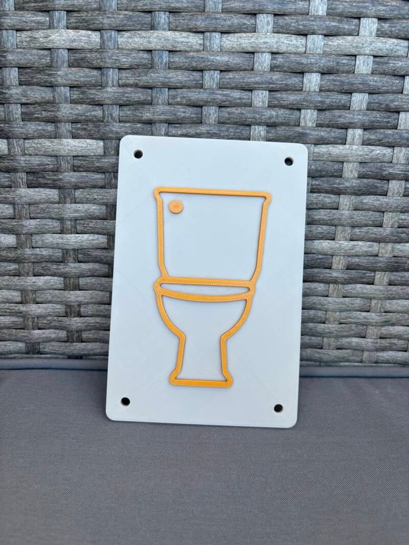 Türschild WC aus 3D-Druck – Modernes Toilettenschild, 10x15 cm, Wunschfarbe
