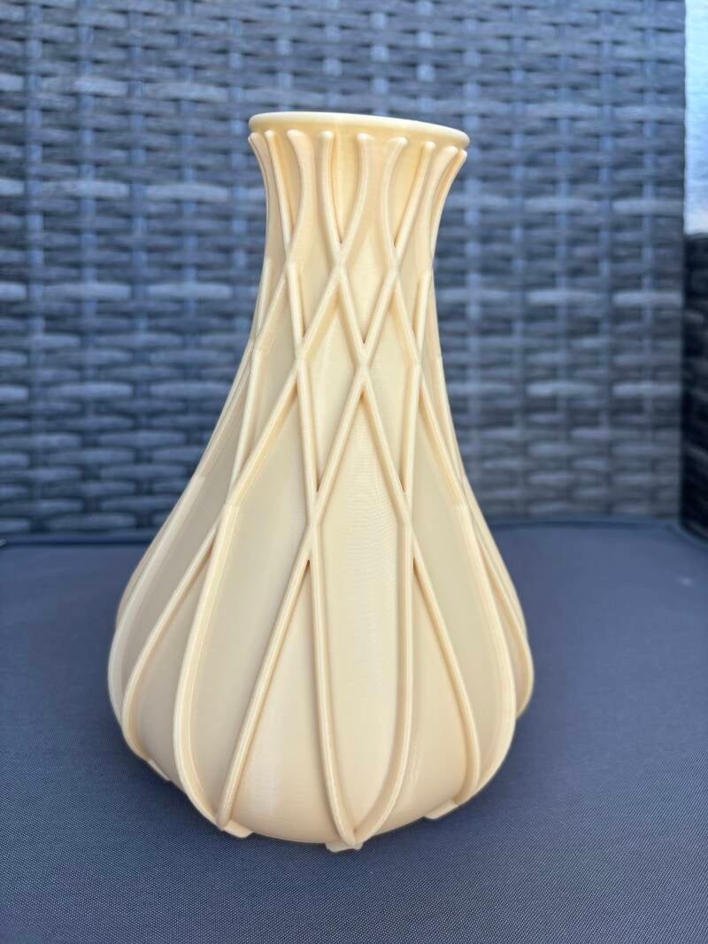 Strukturvase aus 3D-Druck – geometrisches Design, 24 cm hoch, PLA, Wunschfarbe