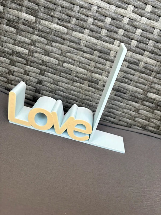 3D Buchstütze „LOVE“ – zweifarbig | modern & stabil | Deko fürs Bücherregal