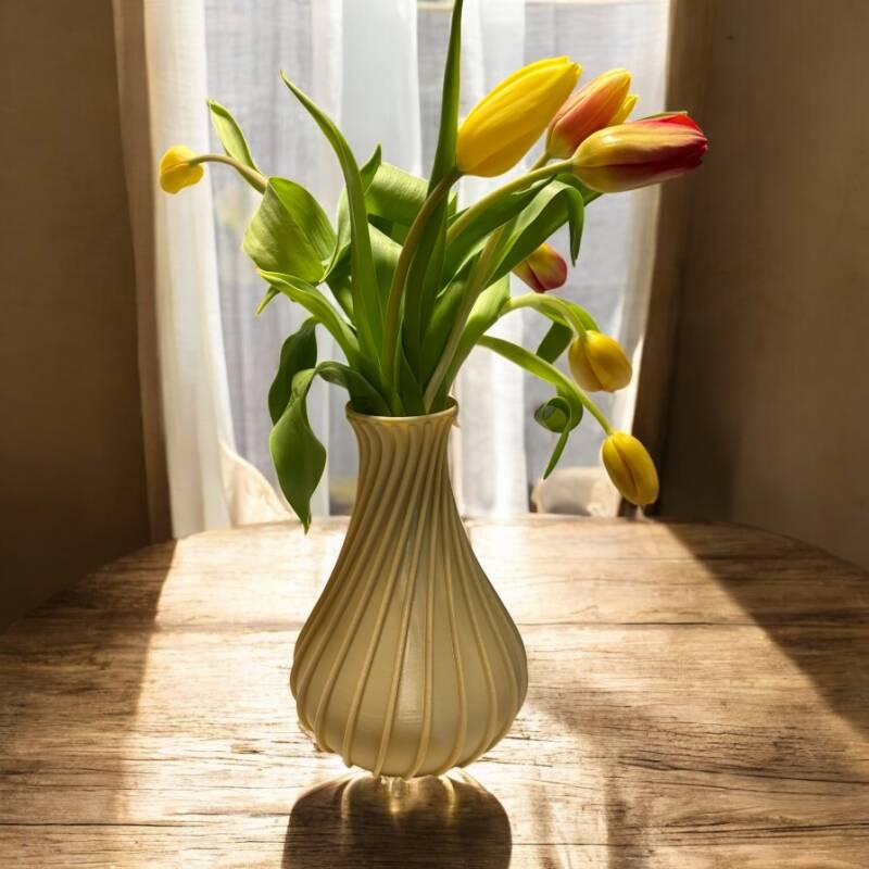 Spiralvase aus 3D-Druck – 24 cm hoch, PLA, Wunschfarbe, für Trockenblumen