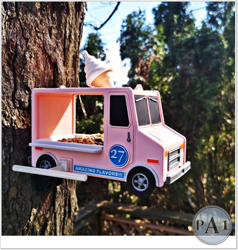 Vogelhaus Eiswagen | Futterhaus Vogelhaus | Ice Cream Truck Design | Garten Deko | Wetterfest | 3D Druck | 20 cm