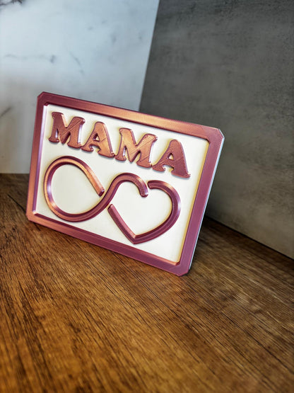 Mama Schild personalisiert | Geschenk für Mama | Muttertag Deko | 3D Druck Schild mit Herz | Wunschfarbe | Geschenkidee Mama