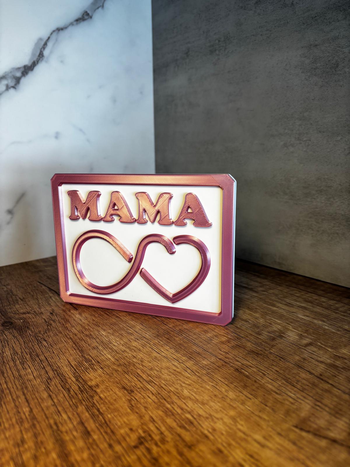 Mama Schild personalisiert | Geschenk für Mama | Muttertag Deko | 3D Druck Schild mit Herz | Wunschfarbe | Geschenkidee Mama
