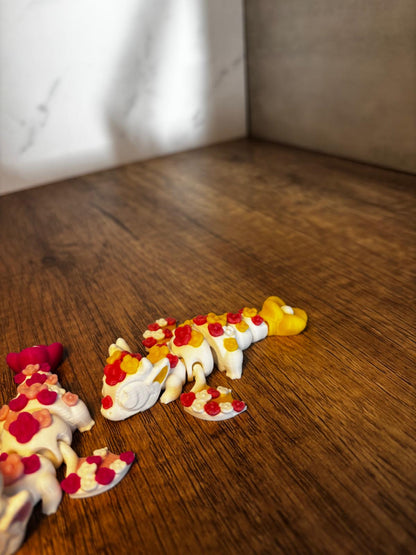 Flexi Drache Figur süß | beweglicher 3D Druck Drache | Kawaii Geschenk | Fidget Toy | mit oder ohne Hasenohren | Wunschfarbe