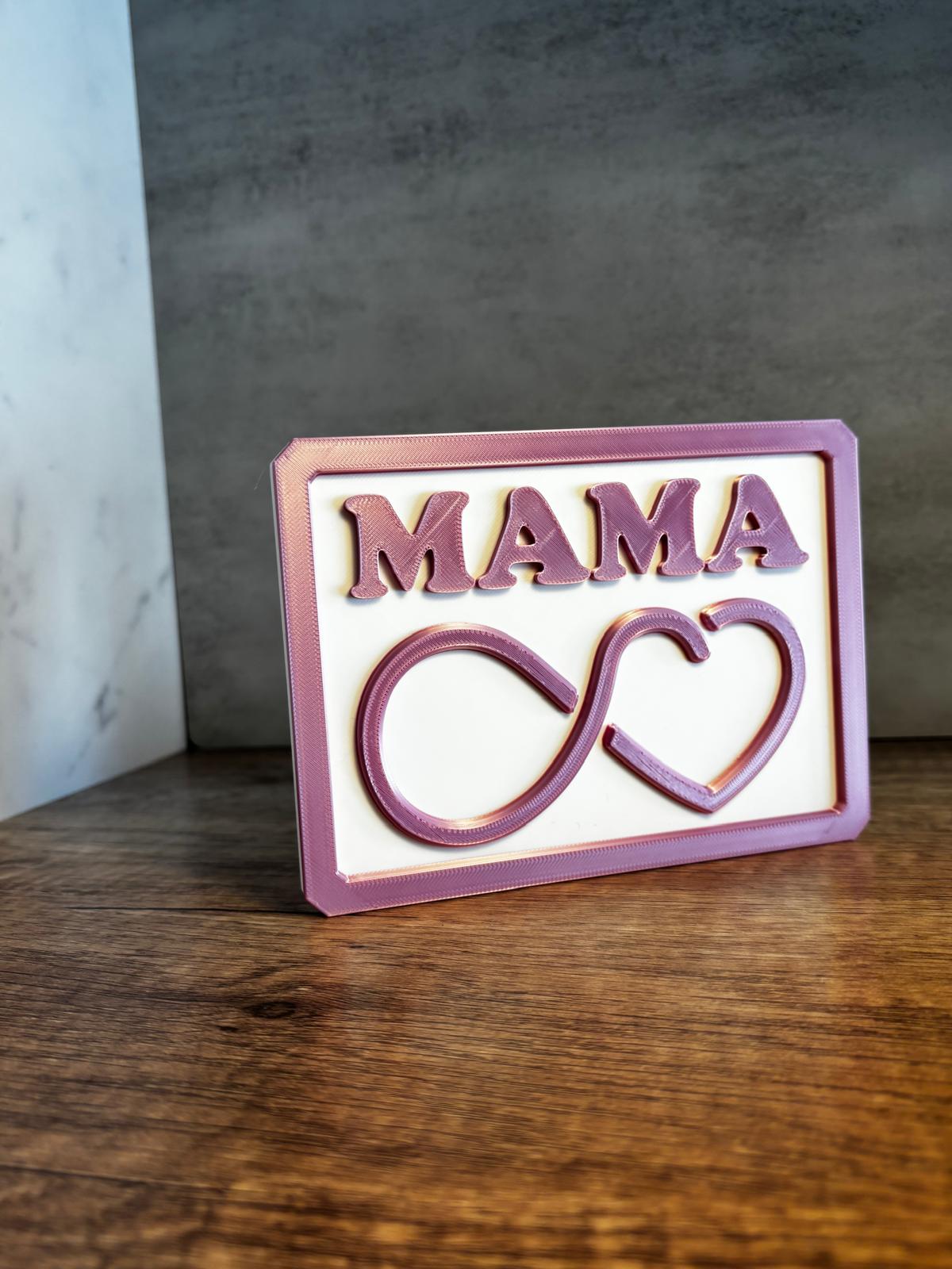 Mama Schild personalisiert | Geschenk für Mama | Muttertag Deko | 3D Druck Schild mit Herz | Wunschfarbe | Geschenkidee Mama