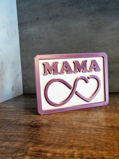 Mama Schild personalisiert | Geschenk für Mama | Muttertag Deko | 3D Druck Schild mit Herz | Wunschfarbe | Geschenkidee Mama