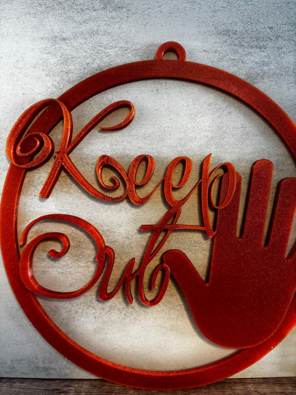Keep Out Schild Wanddeko | Gaming Deko | Nerd Zimmer Deko | 3D Druck Schild | Türschild | personalisierte Farbe | lustige Deko