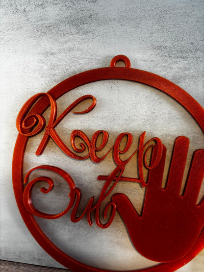 Keep Out Schild Wanddeko | Gaming Deko | Nerd Zimmer Deko | 3D Druck Schild | Türschild | personalisierte Farbe | lustige Deko