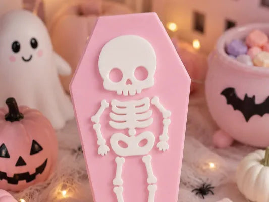 Halloween Sarg Wanddeko | Pastell Goth Dekoration | Skelett Wandbild | Coffin Decor | Spooky Deko | Wunschfarbe | 3D Druck | Halloween