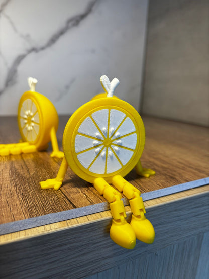 Flexi Zitrone Kantenhocker | Bewegliche Lemon Figur | Sommer Deko | 3D Druck Flexi Tier | Geschenkidee | Wunschfarbe | 8 cm