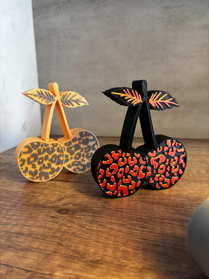 Kirschen Deko 3D Druck | Leopard Muster | Sommer Deko | Tischdeko modern | Geschenkidee | Wunschfarbe | Kirsch Deko Figur