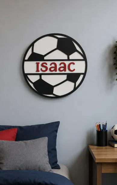 Personalisiertes Fußball Namensschild | Kinderzimmer Deko | Wunschname | Fußball Wanddeko | Geschenk für Fußballfans | Wunschfarbe | 3D Druck