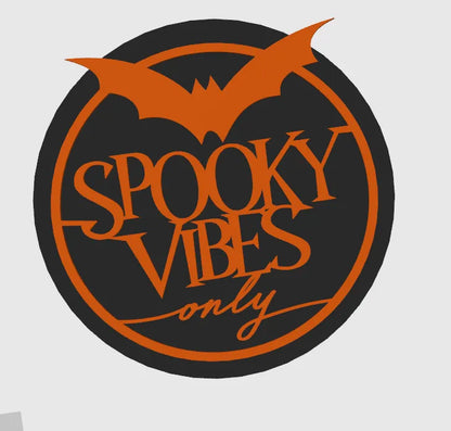 Halloween Wanddeko "Spooky Vibes Only" | Fledermaus Schild | 3D Druck | Halloween Deko | Gothic Wandbild | Wunschfarbe | Herbstdeko