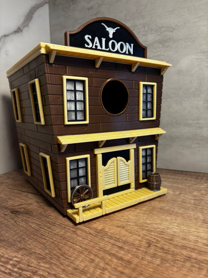 Vogelhaus Saloon aus 3D Druck | Western Vogelhaus | Wetterfestes Deko Vogelhaus | Cowboy Stil | Garten Deko | 17 cm