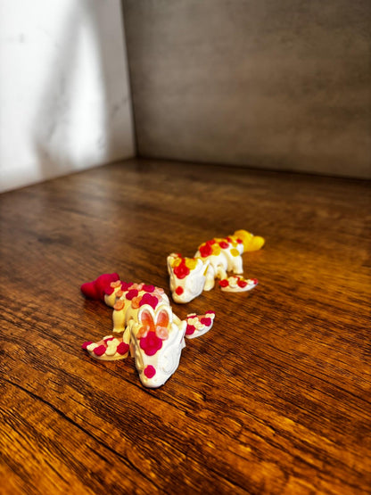 Flexi Drache Figur süß | beweglicher 3D Druck Drache | Kawaii Geschenk | Fidget Toy | mit oder ohne Hasenohren | Wunschfarbe
