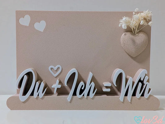Du + Ich = Wir – 3D Deko Schild mit Herz | Wunschfarbe