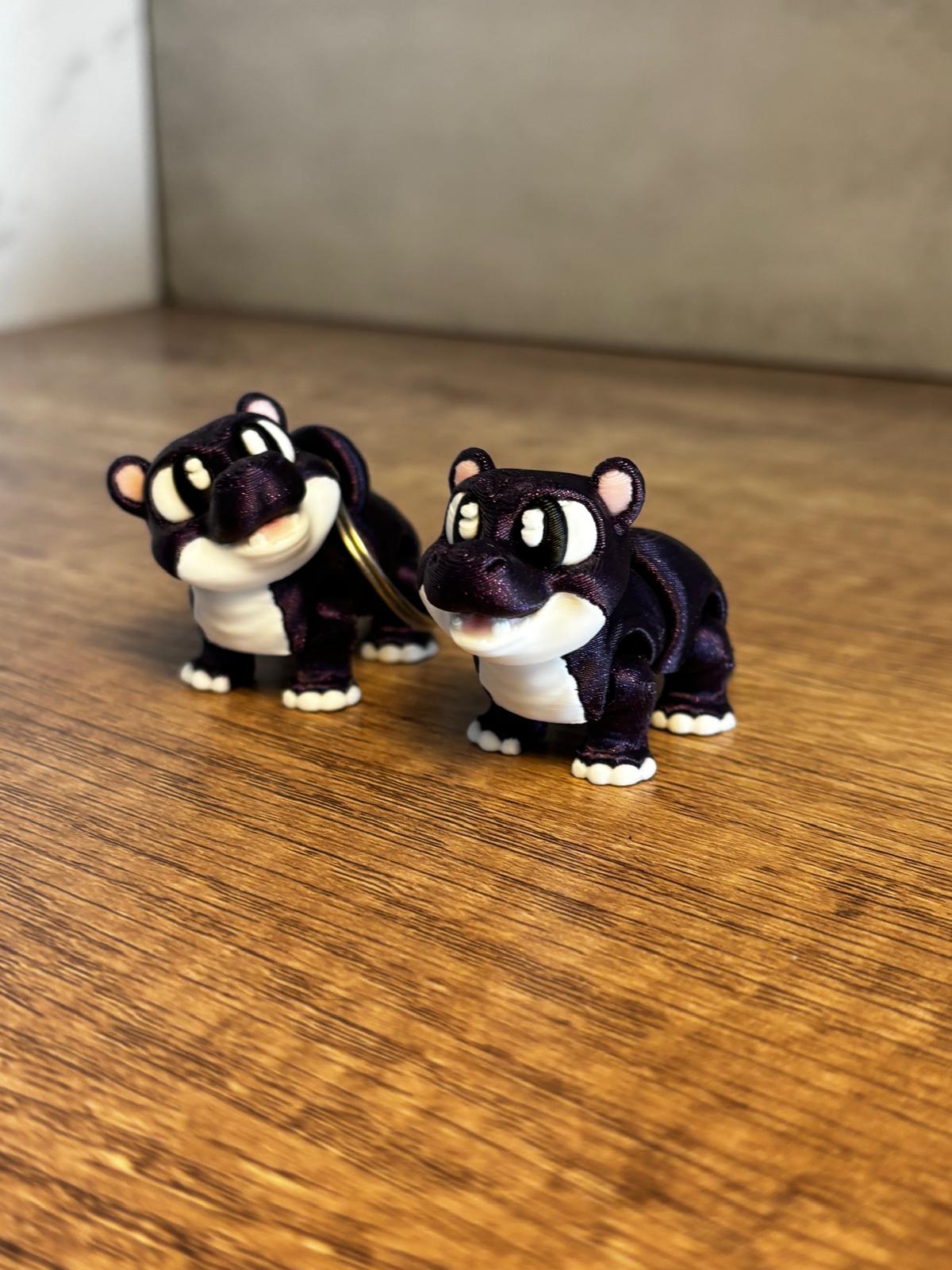 Flexi Nilpferd Figur | bewegliche 3D Druck Figur | süßes Tier Geschenk | Fidget Toy | Schlüsselanhänger optional | personalisierte Farbe