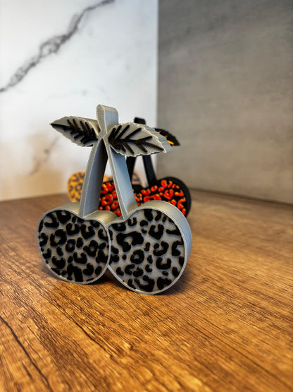 Kirschen Deko 3D Druck | Leopard Muster | Sommer Deko | Tischdeko modern | Geschenkidee | Wunschfarbe | Kirsch Deko Figur