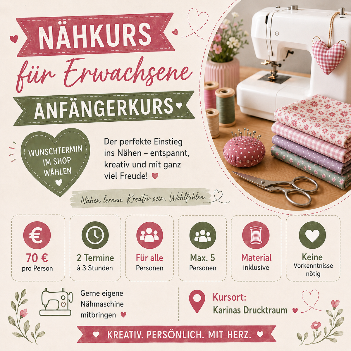 Nähkurs für Erwachsene – Anfängerkurs