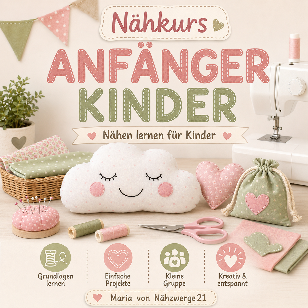 Nähkurs für Kinder – Anfängerkurs ab ca. 8 Jahren