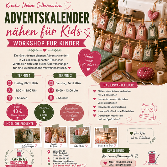 Adventskalender nähen für Kids | Näh-Workshop