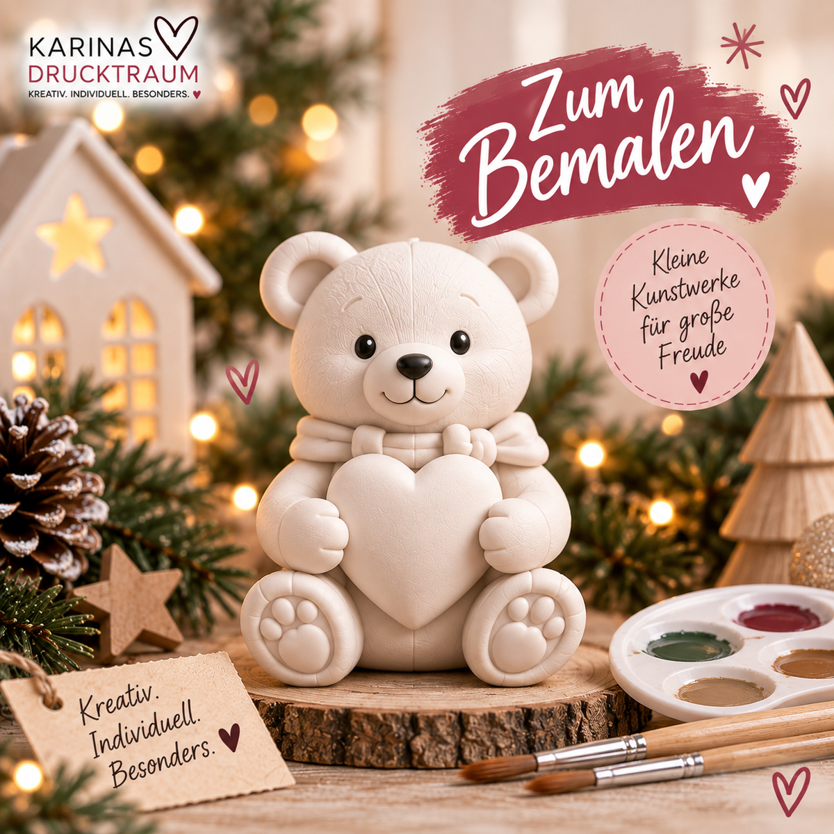 24 Tage Ausmalspaß – 3D Adventskalender zum Bemalen inkl. Farben