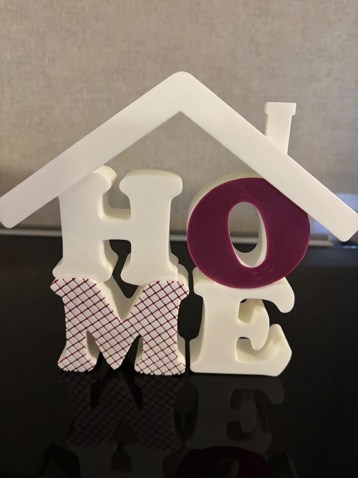 3D Schriftzug „HOME“ mit Dach – Deko Aufsteller | Wunschfarbe | 20 cm