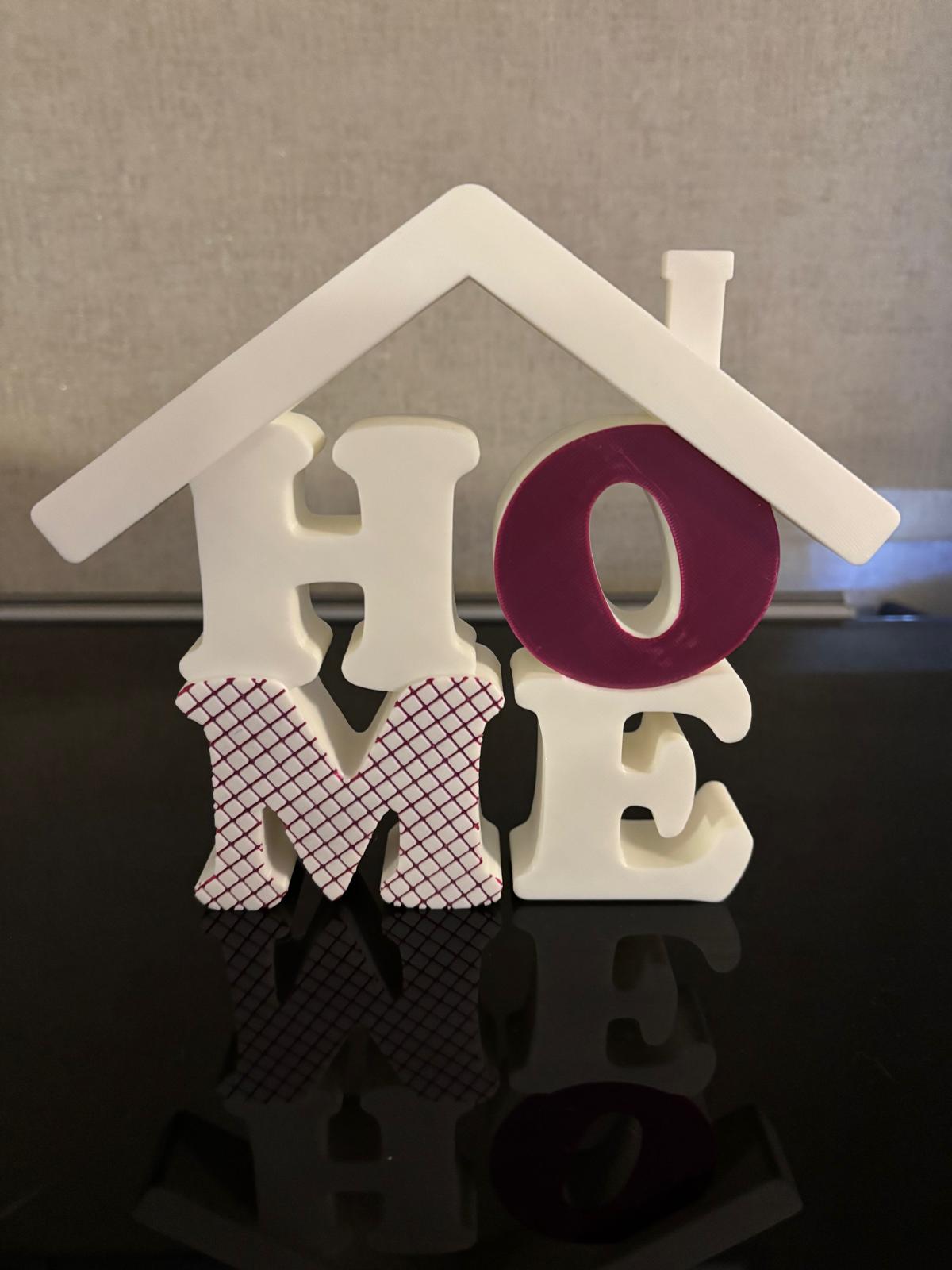 3D Schriftzug „HOME“ mit Dach – Deko Aufsteller | Wunschfarbe | 20 cm