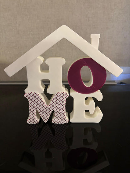 3D Schriftzug „HOME“ mit Dach – Deko Aufsteller | Wunschfarbe | 20 cm