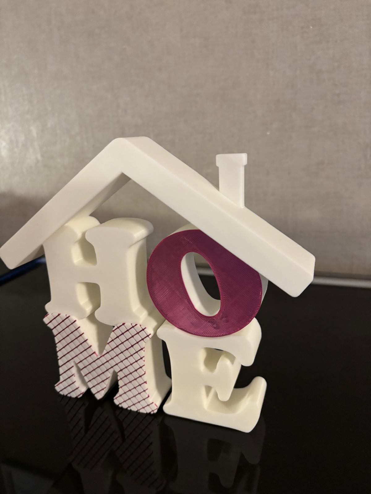3D Schriftzug „HOME“ mit Dach – Deko Aufsteller | Wunschfarbe | 20 cm