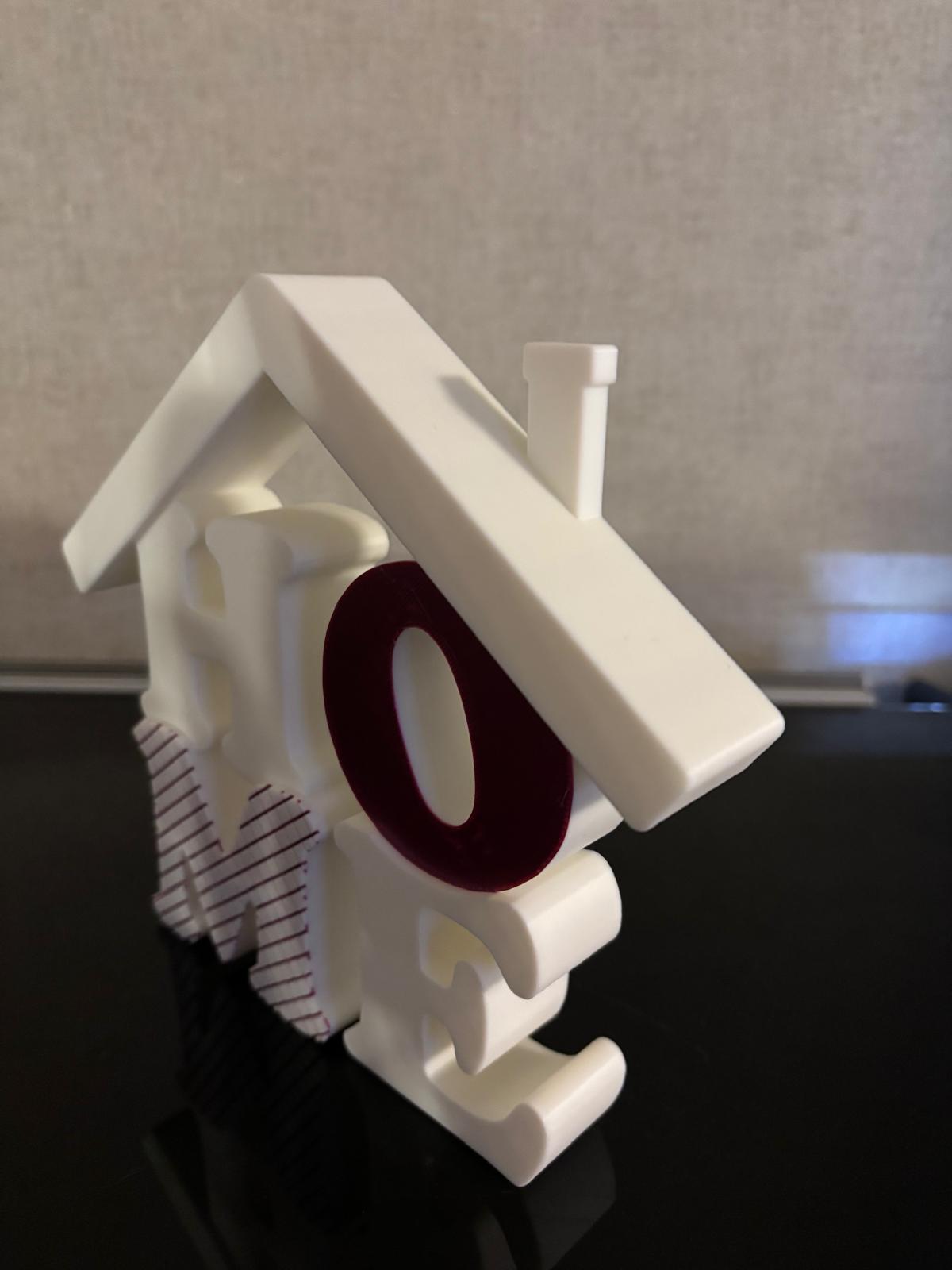 3D Schriftzug „HOME“ mit Dach – Deko Aufsteller | Wunschfarbe | 20 cm