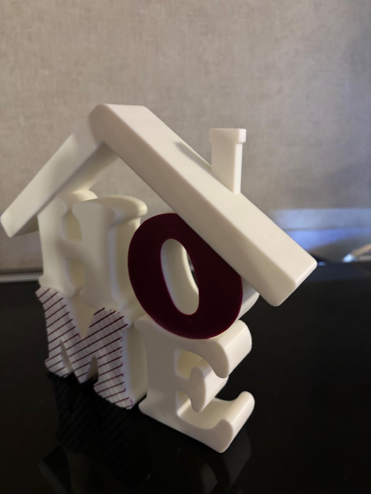 3D Schriftzug „HOME“ mit Dach – Deko Aufsteller | Wunschfarbe | 20 cm