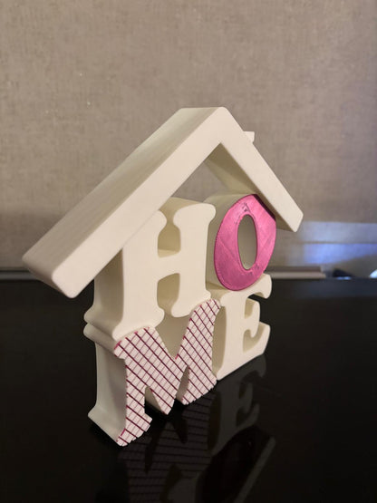 3D Schriftzug „HOME“ mit Dach – Deko Aufsteller | Wunschfarbe | 20 cm