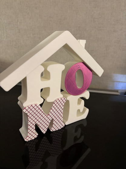 3D Schriftzug „HOME“ mit Dach – Deko Aufsteller | Wunschfarbe | 20 cm