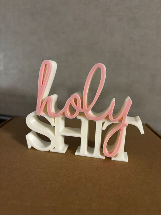 3D Schriftzug „Holy Shit“ – witzige Deko Aufsteller | zweifarbig | 10 cm