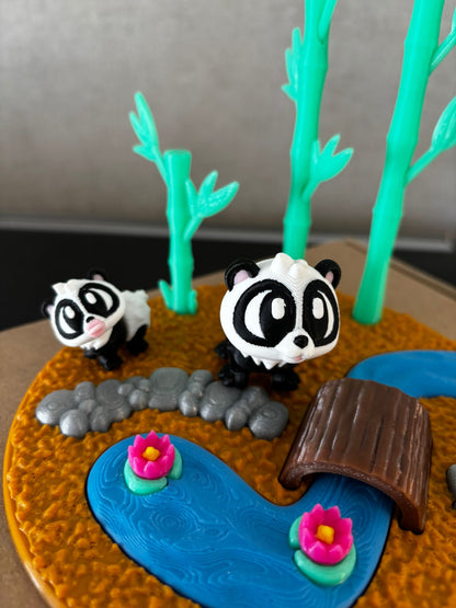 Panda Deko Set & Schlüsselanhänger – süße Panda Figuren | 3D Druck