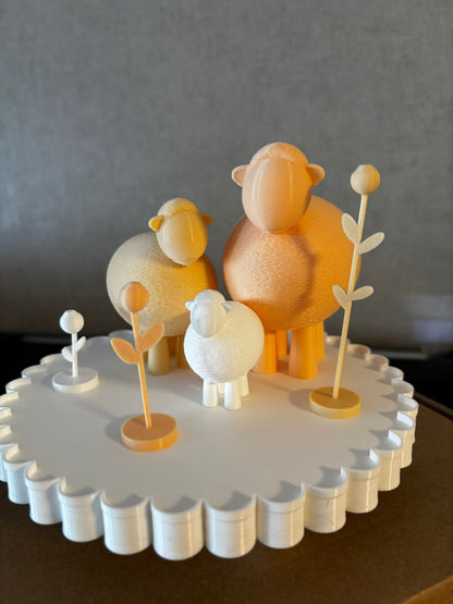 3D Schaf Deko Set – Moderne Wohn-Deko mit 3 Schafen | Handmade 3D Druck | Ø 17 cm