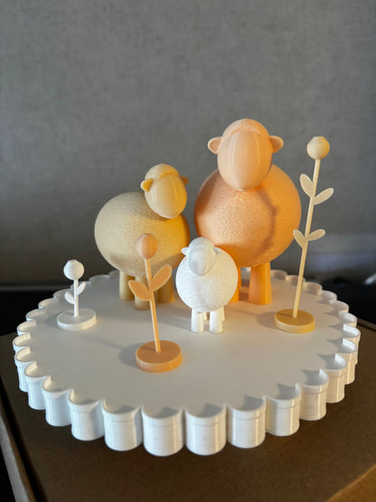 3D Schaf Deko Set – Moderne Wohn-Deko mit 3 Schafen | Handmade 3D Druck | Ø 17 cm