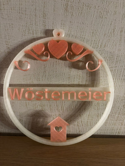 Personalisierter Namensring Familie – 3D Türkranz mit Wunschname | Moderne Deko