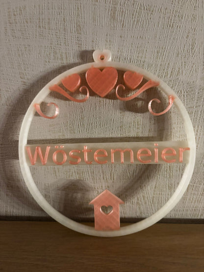 Personalisierter Namensring Familie – 3D Türkranz mit Wunschname | Moderne Deko