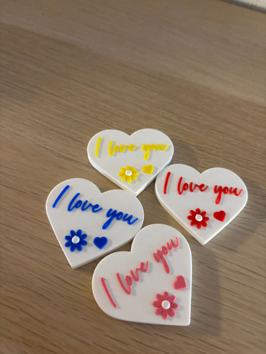 I love you Herz – Magnet oder Schlüsselanhänger | 3D-Druck Geschenk in Wunschfarbe | ca. 5 × 5 cm