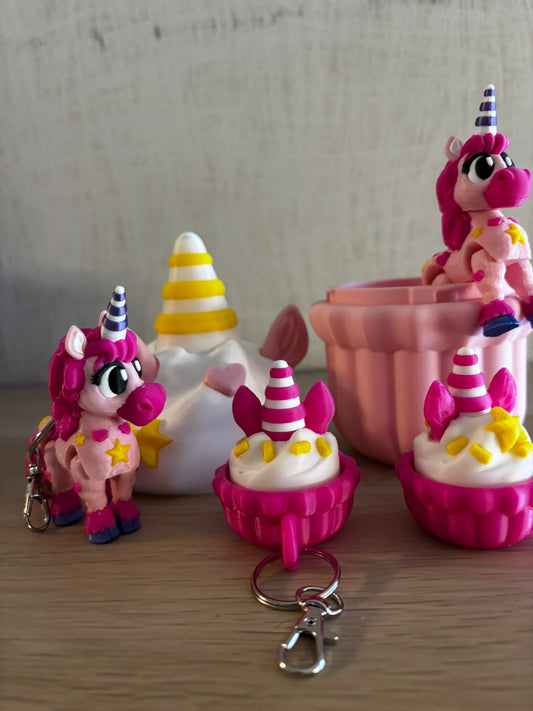 Süßes Einhorn (Flexi) – Deko, Schlüsselanhänger oder Clipper mit Behälter | 3D-Druck Einhorn Serie