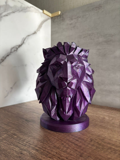 Löwenkopf Skulptur – 3D gedruckte Löwen Büste – moderne Deko – Wunschfarbe – 19,3 cm