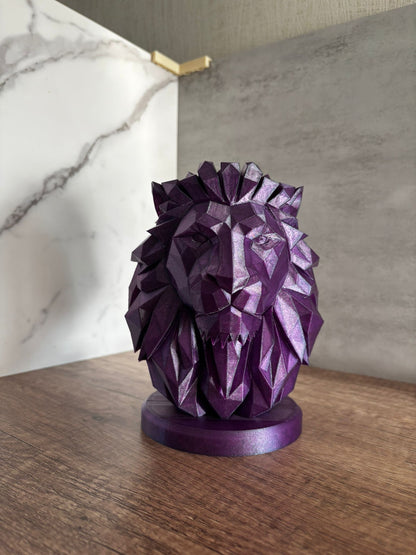 Löwenkopf Skulptur – 3D gedruckte Löwen Büste – moderne Deko – Wunschfarbe – 19,3 cm