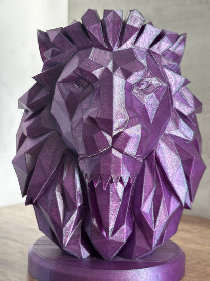 Löwenkopf Skulptur – 3D gedruckte Löwen Büste – moderne Deko – Wunschfarbe – 19,3 cm