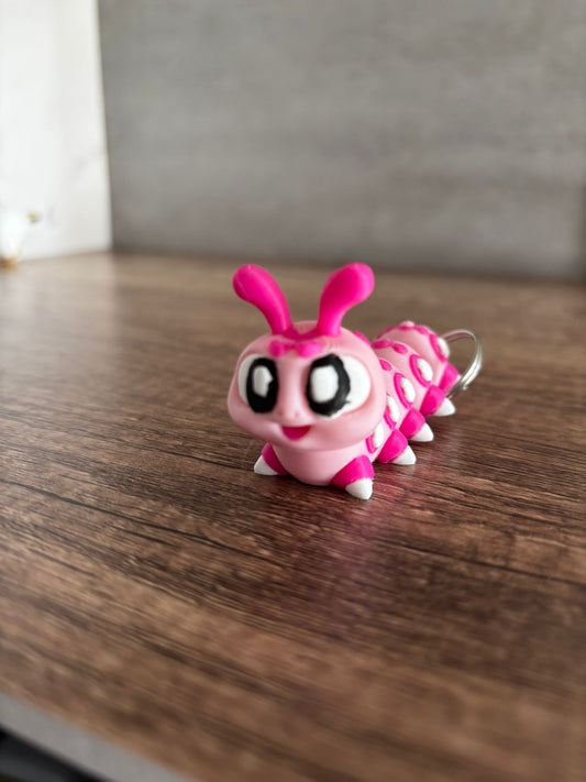 Flexi Raupe beweglich – 3D gedruckte Figur – auch als Schlüsselanhänger