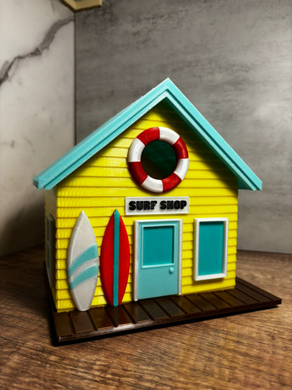 Vogelhaus Surfshop | Wetterfestes Vogelhaus | Beach House Vogelhaus | Surf Deko | 3D Druck | Wunschfarbe möglich