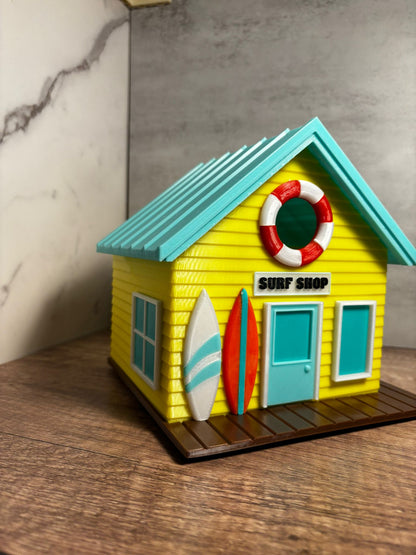 Vogelhaus Surfshop | Wetterfestes Vogelhaus | Beach House Vogelhaus | Surf Deko | 3D Druck | Wunschfarbe möglich
