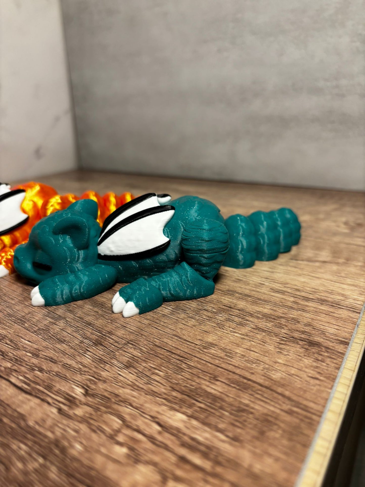 Flexi Drache schlafend | Beweglicher Drache | 3D Druck Dragon | Fantasy Deko | Flexi Figur | Wunschfarbe